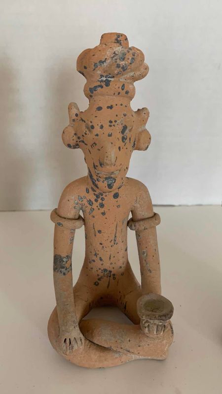 Photo 1 of 2 VINTAGE PRE-COLUMBIAN STYLE TERRACOTTA CLAY DIETY FIGURES 7”
