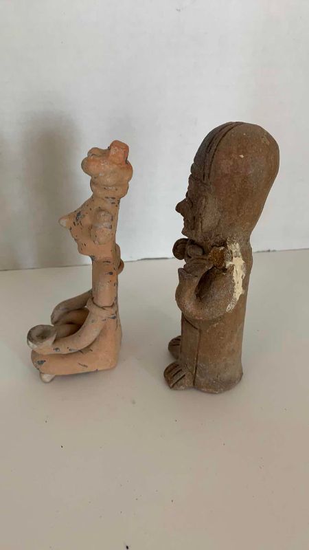 Photo 1 of 2 VINTAGE PRE-COLUMBIAN STYLE TERRACOTTA CLAY DIETY FIGURES 7”