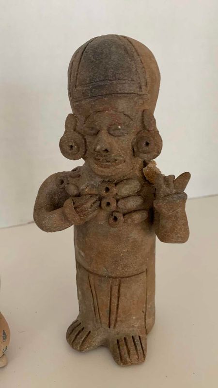 Photo 1 of 2 VINTAGE PRE-COLUMBIAN STYLE TERRACOTTA CLAY DIETY FIGURES 7”
