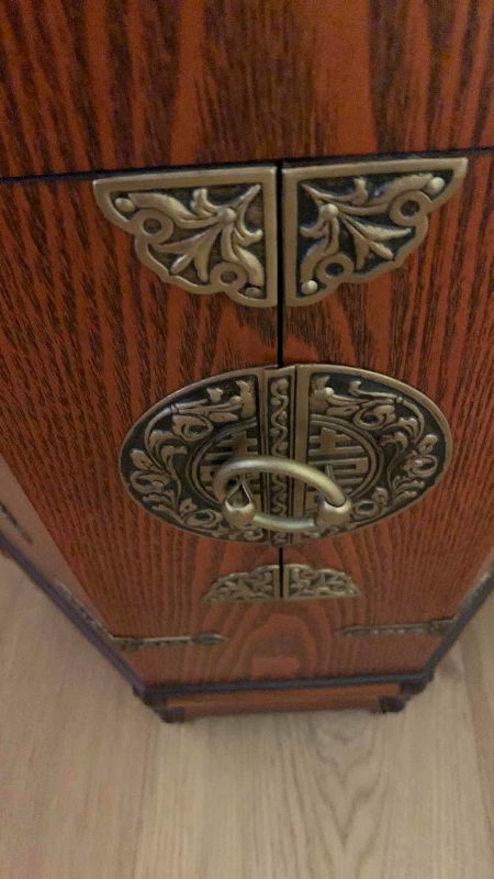 Photo 1 of ASIAN HEXAGONAL SIDE TABLE WITH LOCK 16” X 16” H 23”