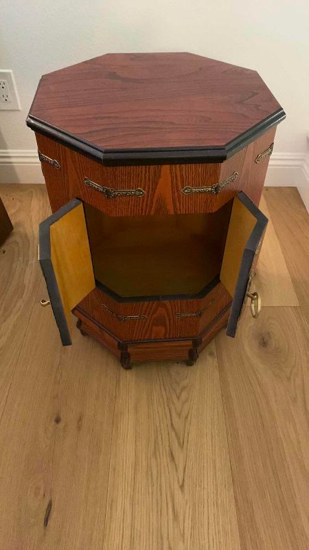 Photo 1 of ASIAN HEXAGONAL SIDE TABLE WITH LOCK 16” X 16” H 23”