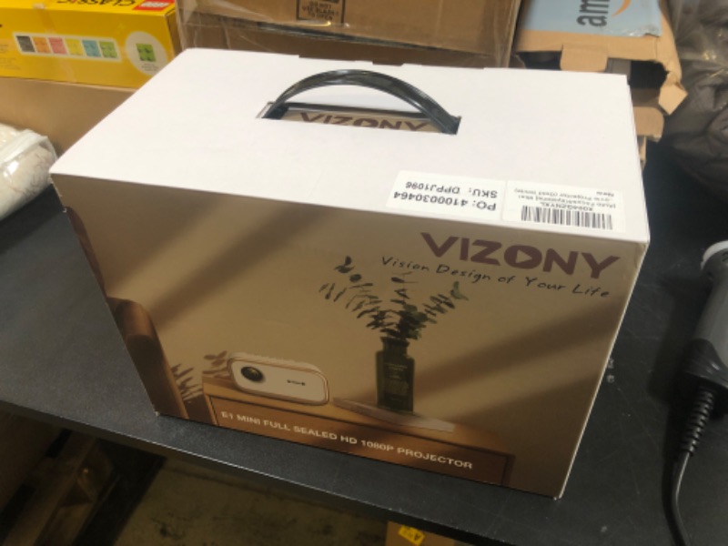 Photo 1 of [Auto Focus/Keystone] Mini Projector with WiFi and Two-way Bluetooth, VIZONY Native 1080P Projector 4K Support w/50%Zoom/4P4D, Full Sealed, 450ANSI Portable Home Movie Projector (Gold White)