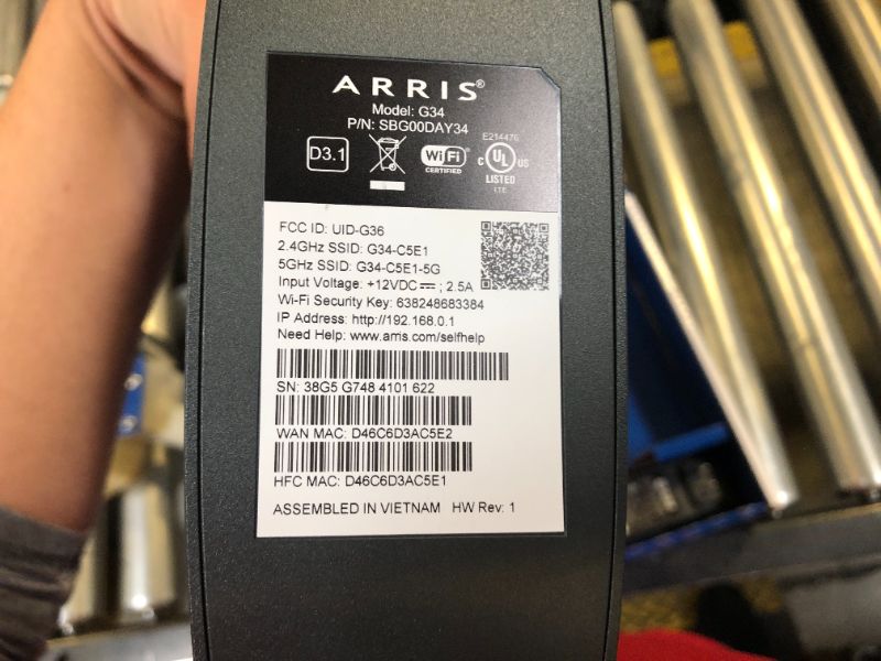 Photo 3 of ARRIS (G34) - Cable Modem Router Combo - Fast DOCSIS 3.1 Gigabit WiFi 6 (AX3000), Approved for Comcast Xfinity, Cox, Spectrum & More, 1 Gbps Max Internet Speeds