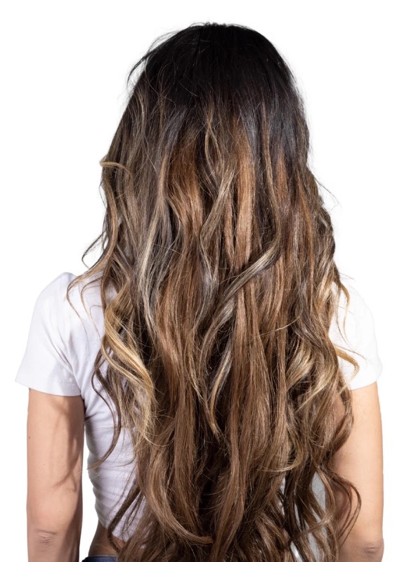 Photo 1 of CHRISTIAN REMY GRACE 24” 260G HUMAN HAIR LACE WEFT CLIP-IN-EXTENSIONS-COLOR " ESPRESSO BROWN “
