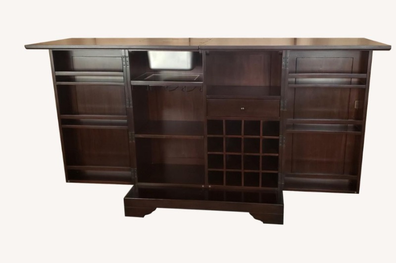 Photo 1 of POTTERY BARN MODINE  WOOD BAR CART CABINET, CLOSED MEASURES 38 1/2” x 21 1/2” x H42 1/2”