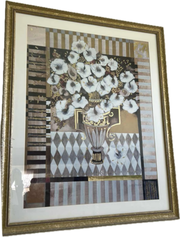 Photo 1 of GOLD FRAMED FLORAL ARTWORK 44 1/4“ x H55“