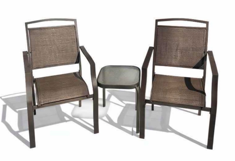 Photo 1 of 2 LIGHTWEIGHT METAL CHAIRS AND TABLE 15” X 15.75” X 17”