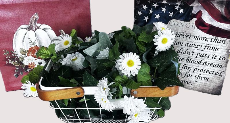 Photo 1 of 4 PC HOME DECOR AND FAUX FLOWERS (ARTWORK 12” X 12”)