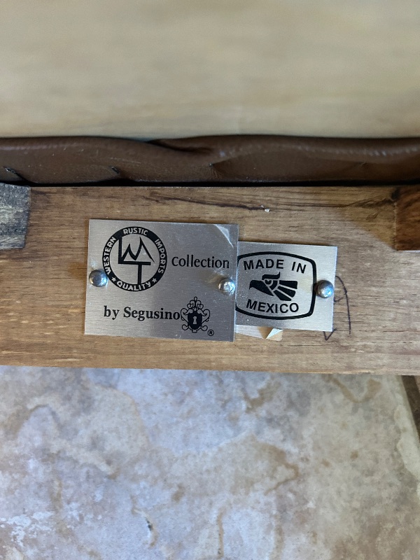 Photo 1 of 2- WESTERN RUSTIC TEXAS STAR WOOD CHAIR W BROWN CUSHION SEAT BY SEGUSINO