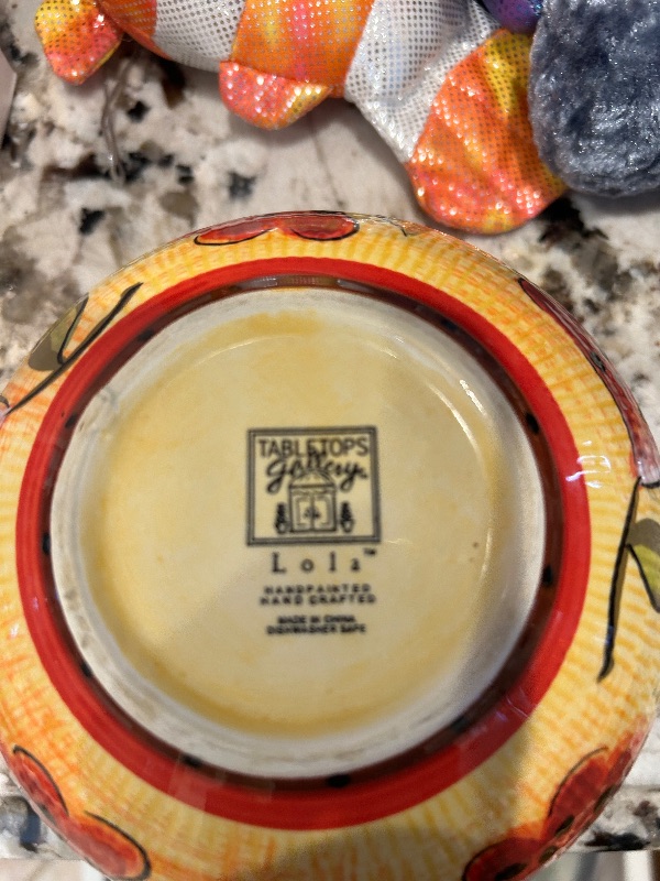 Photo 1 of CONTENTS OF 3 SHELVES -RARE DISCONTINUED MEXICAN POTTERY “LOLA” HAND PAINTED CERAMIC DINNER WARE