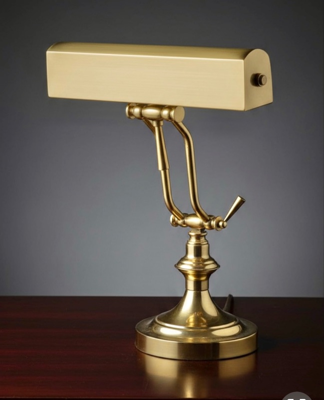 Photo 1 of GOLD FINISH BANKERS TABLE LAMP H 15"