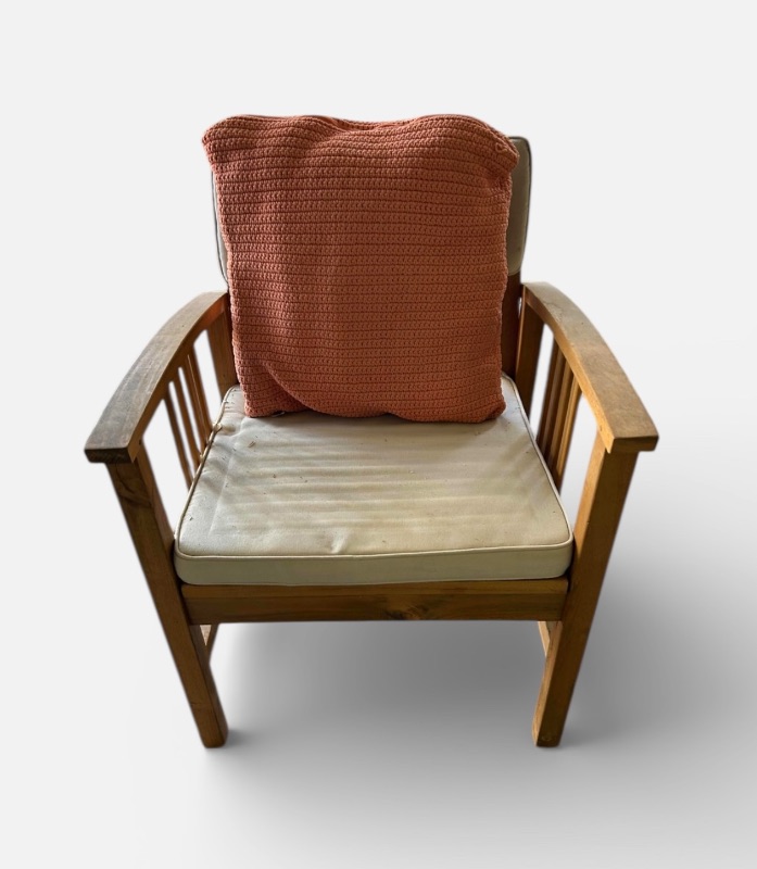 Photo 1 of WOODEN  ARM CHAIR W CUSHION