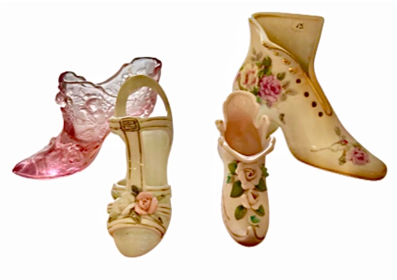 Photo 1 of 4- COLLECTABLE MINIATURE GLASS AND PORCELAIN SHOES