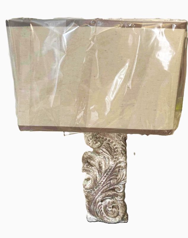 Photo 1 of CRESTVIEW COLLECTION FRENCH RELIC TABLE LAMP W RESIN METAL SCULPTURAL BASE H 27"