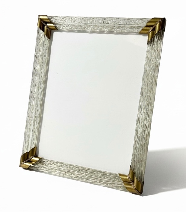 Photo 1 of ANTIQUE MURANO TWISTED GLASS PICTURE FRAME ITALIAN ART DECO 13" X 18" RETAIL