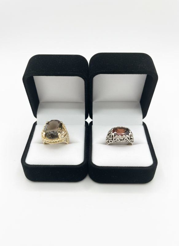 Photo 1 of 2 SMOKEY QUARTZ COCKTAIL RINGS .STAMPED .925