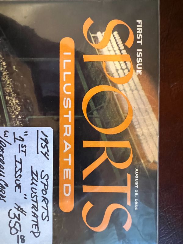 Photo 1 of 1ST ISSUE 1954 SPORTS ILLUSTRATED MAGAZINE WITH BASEBALL CARDS IN SEALED PLASTIC