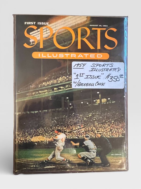 Photo 1 of 1ST ISSUE 1954 SPORTS ILLUSTRATED MAGAZINE WITH BASEBALL CARDS IN SEALED PLASTIC