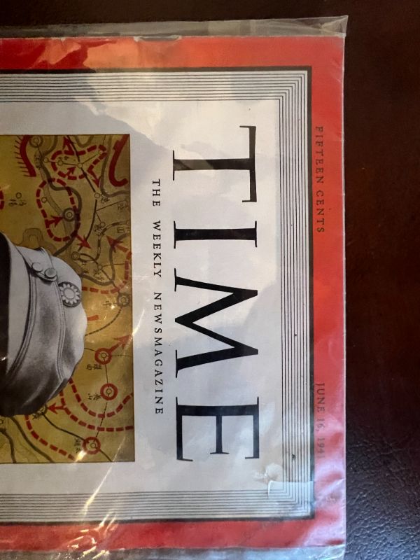 Photo 1 of 1941 TIME WEEKLY MAGAZINE NUMBER 24 FROM JUNE IN SEALED PLASTIC