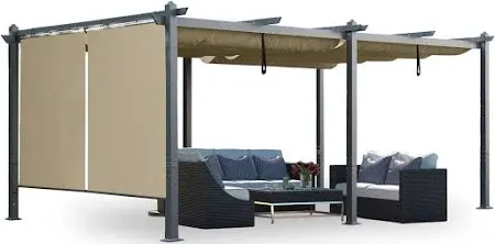 Photo 1 of 12x20 ft. Outdoor Pergola with Adjustable Canopy and Rolling Curtains