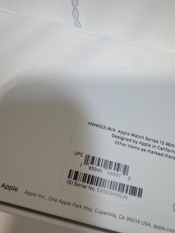 Photo 1 of **LOCKED TO OWNER** Apple Watch Series 10 [GPS 46mm case] Smartwatch with Jet Black Aluminium Case with Black Sport Band - M/L. Fitness Tracker, ECG App, Always-On Retina Display, Water Resistant