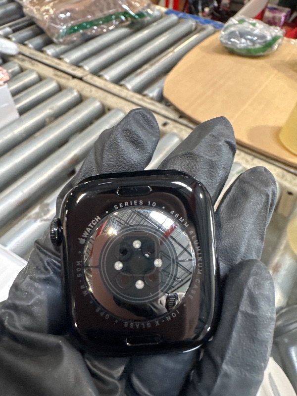 Photo 1 of **LOCKED TO OWNER** Apple Watch Series 10 [GPS 46mm case] Smartwatch with Jet Black Aluminium Case with Black Sport Band - M/L. Fitness Tracker, ECG App, Always-On Retina Display, Water Resistant