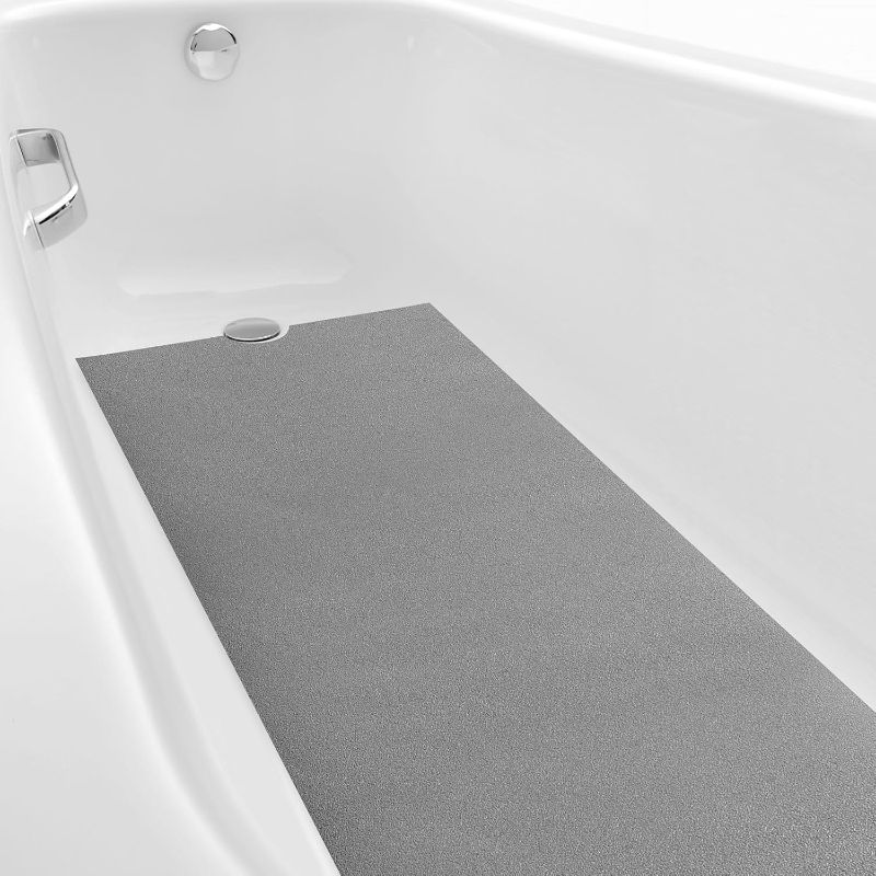 Photo 1 of 16" x 40" Non Slip Bathtub Mat with Drain Cut Out Anti Slipping Non Skid Safe Tub Mat Adhesive Peel and Stick Bath Tub Mat PEVA Tub Sticker for Shower Floor Boat Wet Areas(Gray)