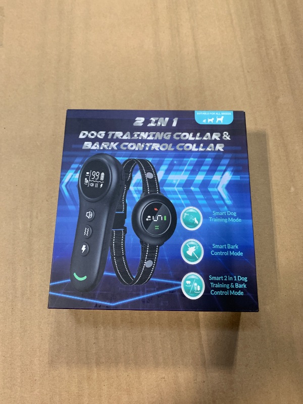 Photo 1 of ** THE CHARGER IS MISSING ** 2-in-1 Dog Shock Collar & Dog Bark Collar - Smart Anti Barking Dog Training Collar with 5 Adjustable Sensitivity & 3300FT Remote for All Breeds IP67 Waterproof E-Collar