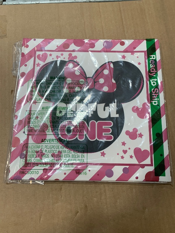 Photo 1 of 1st First Birthday Party Favors Balloon Boxes Supplies for Baby, Girls 3Pcs Pink Mouse Theme One Year Old Balloon Boxes, 'ONE' Letters Balloon Arch Kit for Party Decorations