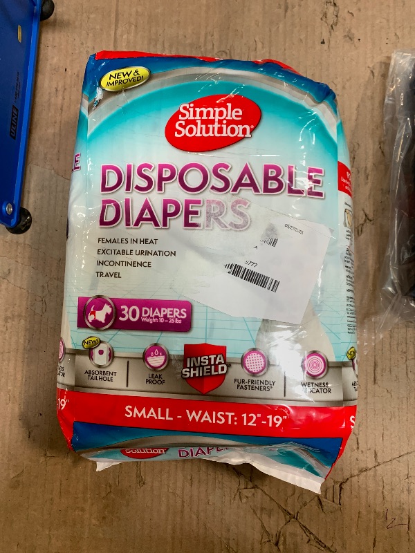 Photo 1 of Simple Solution Female Dog Diapers – Disposable Diapers for Potty Training, Incontinence, and Heat Cycle Protection – Leak-Proof Fit for Small Dogs, 12–19 Inch Waist – 30 Count      
