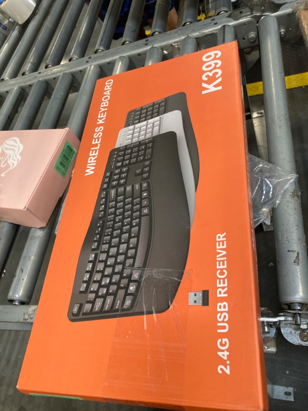 Photo 1 of QUASIO Ergonomic Wireless Keyboard with Wrist Rest, Wave Keys, Comfortable Natural Typing, 2.4GHz Full Size Ergo Wireless Computer Keyboard for Multi-OS, Windows, Mac OS Laptop/PC/Notebook (White)