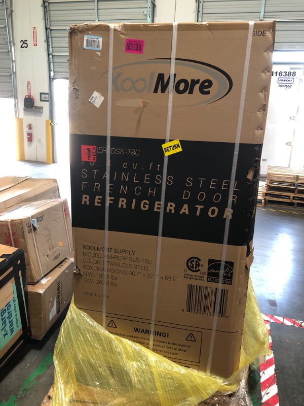 Photo 1 of **FACTORY SEALED**KoolMore KM-RERFDSS-18C 30-Inch and 18.5 cu. ft. Counter Depth French Refrigerator with Three Doors and Deep Freezer in Stainless-Steel, Silver