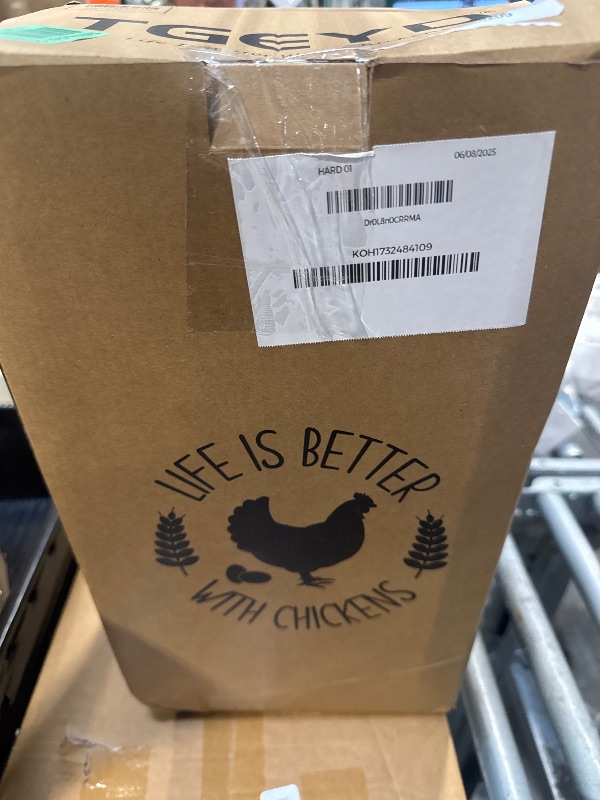 Photo 1 of ?Tgeyd Chicken Feeder and Chicken Waterer Set (3 Gallon/26 Pounds) - Hanging Automatic Chicken Feeder No Waste - Chicken Coop Accessories - Poultry Waterer