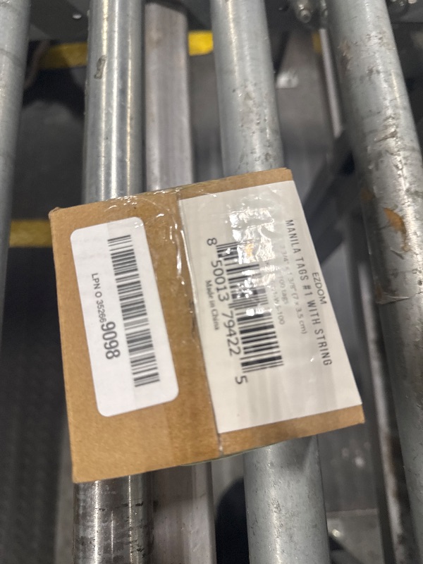 Photo 1 of 100 Small Manila Paper Tags with String - #1, 2 3/4” x 1 3/8” - Hang Shipping Labels with String Attached and Reinforced Hole, Pre-Strung Tags