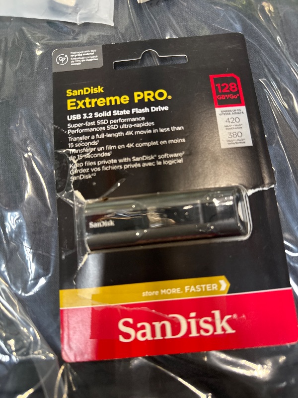 Photo 1 of SanDisk 128GB Extreme PRO USB 3.2 Solid State Flash Drive - Up to 420MB/s, Durable Aluminum Metal Casting - SDCZ880-128G-GAM46, Black