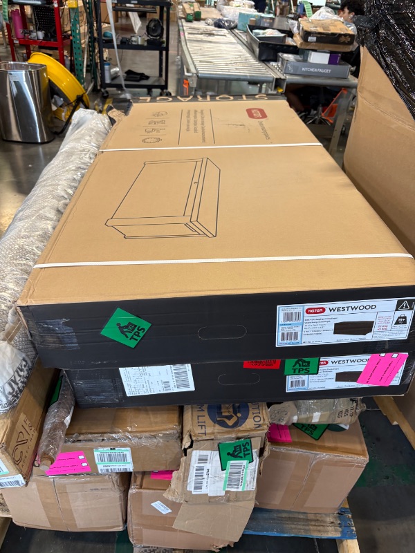 Photo 1 of **BRAND NEW AND FACTORY SEALED BUT MINOR DAMANGE TO ITEM ON CORNER FROM TRANSPORTATION **
 Keter Westwood 570L Outdoor 75% recycled Garden Furniture Storage Box Brown Wood Panel Effect ; Fade Free ; All Weather Resistant ; Safe and Secure ; Zero Maintenan
