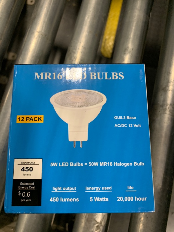 Photo 1 of 12 Pack MR16 GU5.3 LED Bulb 50W Halogen Equivalent, 5W 3000K Soft White, 450 Lumens, 38 Degree Spot Lighting for Indoor/Outdoor Flood Track Recessed Lighting Not Dimmable AC/DC 12V 24V