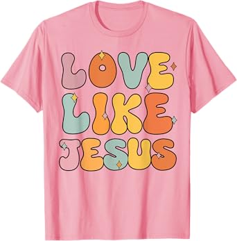 Photo 1 of ** PACK OF 2 , ONE SMALL ONE LARGE
Retro Love Like Jesus Christian-Shirt Youth Teen Girl Women T-Shirt
