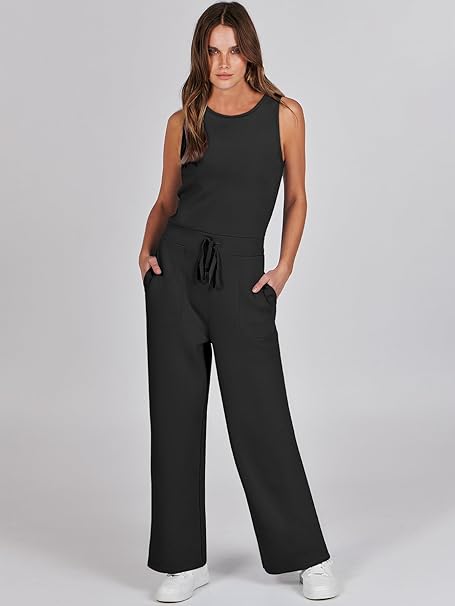 Photo 1 of ***SIMILAR PRODUCT*** ANRABESS Jumpsuits for Women Summer Dressy Casual Linen Romper Sleeveless V Neck High Waist Wide Leg Beach Vacation Outfits? Brown Red Medium       