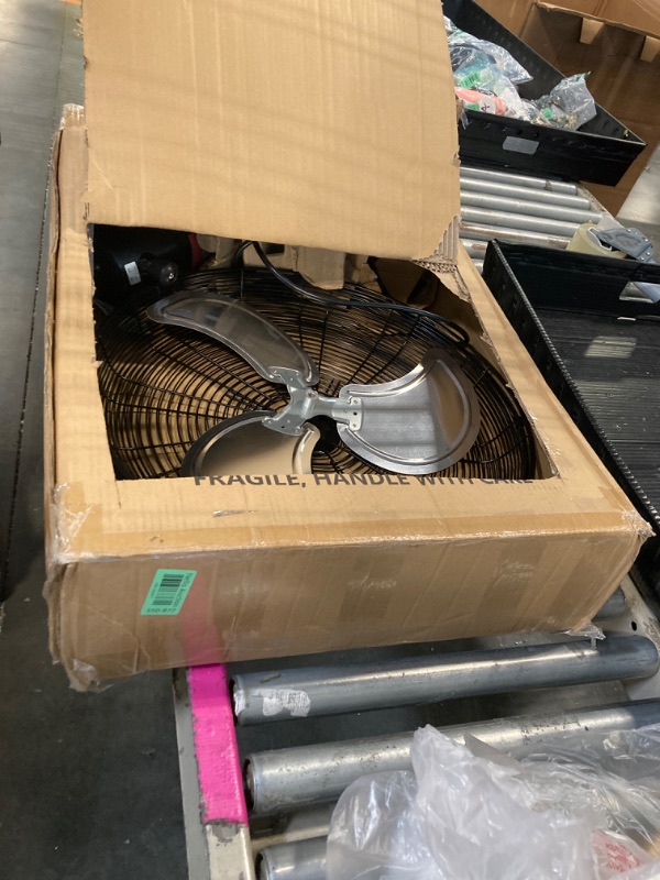 Photo 1 of ** USE FOR PARTS**
iLiving 20" Outdoor Oscillating High Velocity Wall Fan with 4750 CFM Heavy Duty Weatherproof Motor, Variable Speed Adjustment for Workshop, Garage, Patios, Commercial and industrial, 20 inch,Black