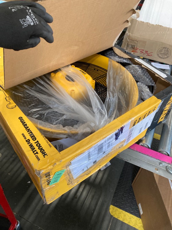 View 2 of DEWALT DXF1840 Floor Fan, Industrial Fans, 18 Inch High Velocity Fan with 3-Speed Heavy Duty Air Circulator and 180 Adjustable Tilt, Large Electric Metal Rotating Garage Fan, Drum fan for Work, Yellow