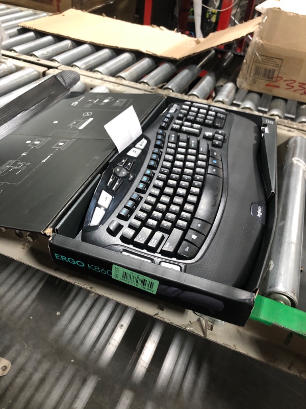 Photo 1 of Logitech ERGO K860 Wireless Ergonomic Keyboard - Split Keyboard, Wrist Rest, Natural Typing, Stain-Resistant Fabric, Bluetooth and USB Connectivity, Compatible with Windows/Mac, Black