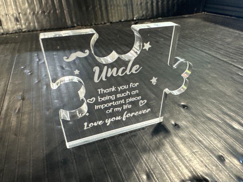 Photo 1 of [Similar product] Uncle Gifts - Decorative Favorite Uncle Gift - Acrylic Plaque with Red Velvet Bag, Cleaning Cloth, Envelope 
