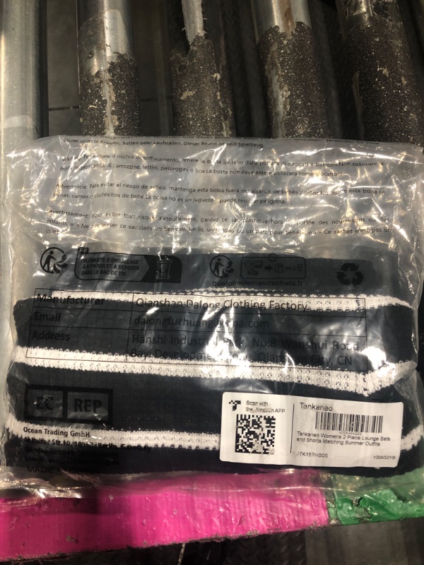 Photo 1 of ***TOP MISSING***Tankaneo Womens 2 Piece Outfits Striped Knit Summer Sets V Neck Short Sleeve Tops and Shorts Lounge Matching Set Black Small