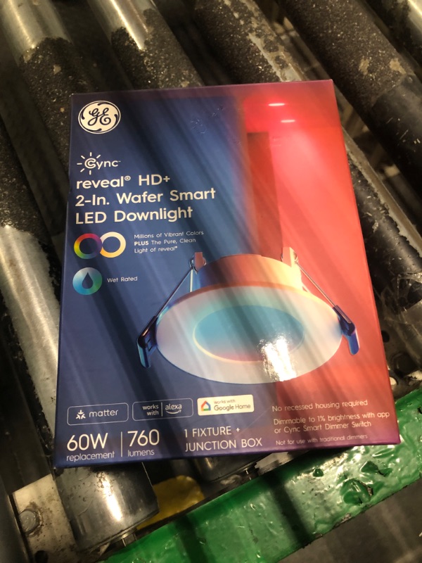 Photo 1 of GE Cync Reveal HD+ Smart LED Wafer Downlight, Color Changing LED Light, Works with Alexa and Google Home, Matter Compatible, No Recessed Lighting Housing Required, Ceiling Lights, 2 Inch (3 Pack)