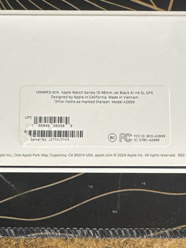 Photo 1 of **LOCKED** Apple Watch Series 10 [GPS 46mm case] Smartwatch with Jet Black Aluminium Case with Black Sport Band - M/L. Fitness Tracker, ECG App, Always-On Retina Display, Water Resistant