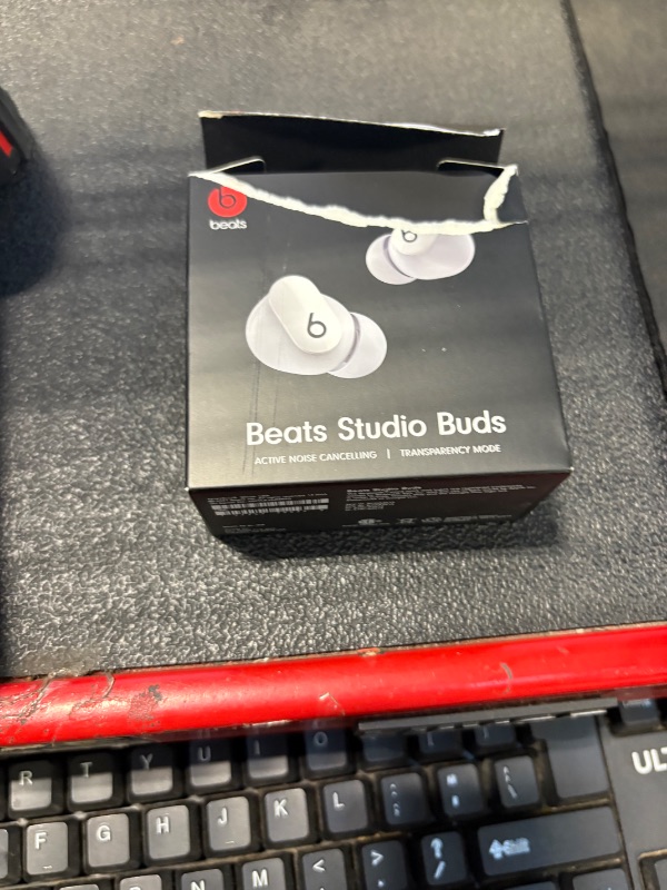Photo 1 of **MISSING RIGHT EARBUD**
Beats Studio Buds - True Wireless Noise Cancelling Earbuds - Compatible with Apple & Android, Built-in Microphone, IPX4 Rating, Sweat Resistant Earphones, Class 1 Bluetooth Headphones - White