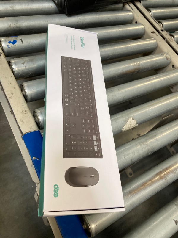 Photo 1 of Bluetooth Keyboard Mouse, Multi-Device Wireless Keyboard and Mouse Combo, Dual-Mode(Bluetooth + USB), Ultra Slim, Rechargeable, for Windows/Mac OS (White and Silver)