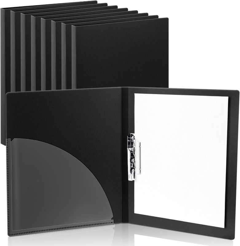 Photo 1 of  8 Pack Punchless Clamp Binder Folder Ringless Binder with Metal Clip and Poly Covers Flex Colored Swing Clamp for Work School Documents, 9.7 x 11.5 Inch (Grey)