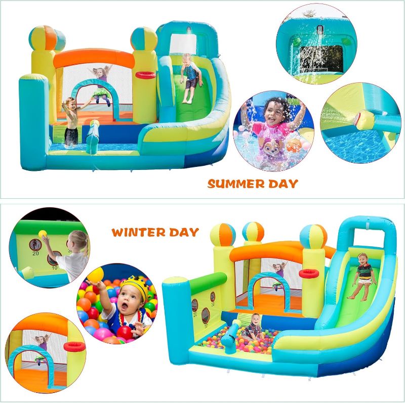 Photo 1 of 
WelandFun Inflatable Water Slide Park with Splash Pool for Kids,Climbing Wall,Bounce House with Ball Shooting,Kids Bouncy Castle